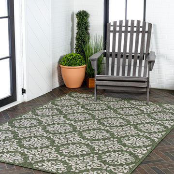 Amora Traditional Mediterranean Tile Design Indoor/Outdoor Area Rug
